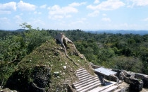 view towards Guatemala from temple in Caracol, Belize
