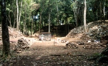 excavation in Caracol, Belize