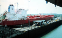 Tanker in a lock of the Panama Canal