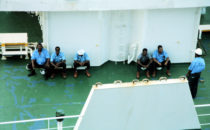Break during the passage of the Panama Canal