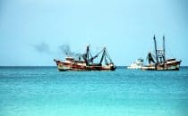 fishermen in front of Big Corn, Nicaragua
