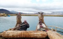 Crossing with a reed boat, Lake Titicaca, Peru
