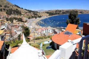 Blick auf Copacabana vom Hotel La Cupula, Bolivien